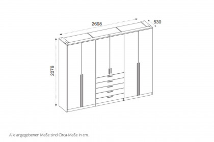 Arnis von POL Power - Kleiderschrank weiß 6-türig mit 5 breiten Schubfächern