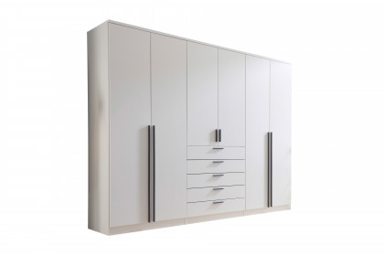 Arnis von POL Power - Kleiderschrank weiß 6-türig mit 5 breiten Schubfächern