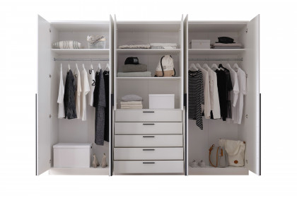 Arnis von POL Power - Kleiderschrank weiß 6-türig mit 5 breiten Schubfächern