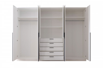 Arnis von POL Power - Kleiderschrank weiß 6-türig mit 5 breiten Schubfächern