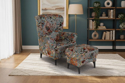 Duett von PM Oelsa - Sessel mit Hocker smaragd