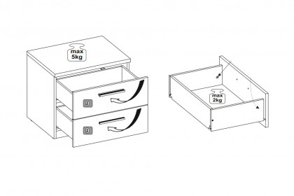 Denver von SchlafKONTOR trendline - Nachtkonsole 2 Schubladen weiß - graphit