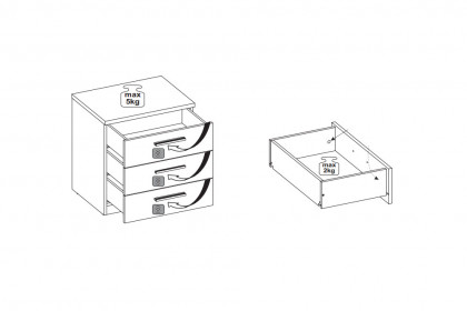 Denver vonSchlafKONTOR trendline - Nachttisch für Boxspringbett mit 3 Schubkästen