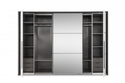 Denver-sleeping von SchlafKONTOR trendline - Kleiderschrank ca. 312 cm breit weiß - graphit
