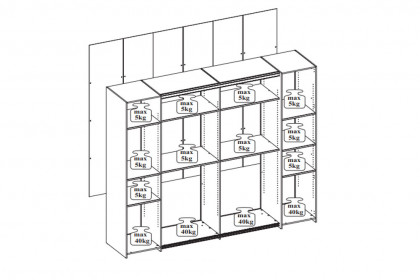 Denver-sleeping von SchlafKONTOR trendline - Kleiderschrank ca. 312 cm breit weiß - graphit