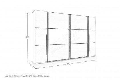 Denver-sleeping von SchlafKONTOR trendline - Kleiderschrank ca. 312 cm breit weiß - graphit