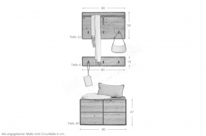 KM-0663 von GK Möbelvertrieb - Garderobe in Wildeiche massiv & geölt