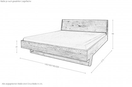 BE-0825 von GK Möbelvertrieb - Balkenbett Eiche mit Kufe