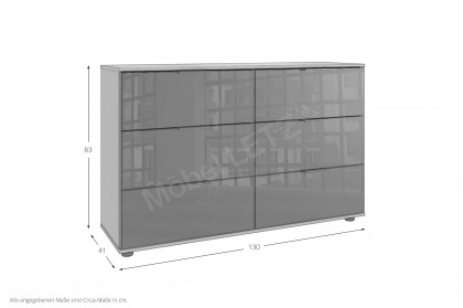 Danzig von Wimex - Kommode mit Schubkästen saharagrau / Glas schwarz