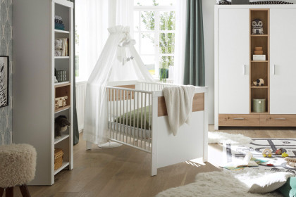 Filou-LE25 von POL Power - Babybett weiß - Artisan Eiche Nachbildung