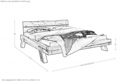 BE-0880 von GK Möbelvertrieb - Massivholzbett Kiefer mit Baumkante