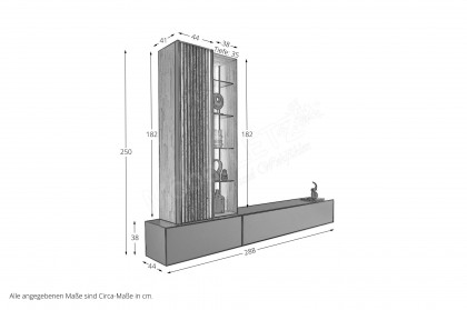 Selino von Hartmann - Wohnwand V26 Kerneiche natur/  Birke anthrazit 