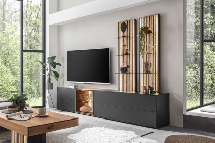 Selino von Hartmann - Wohnwand V28 Kerneiche natur/ anthrazit 