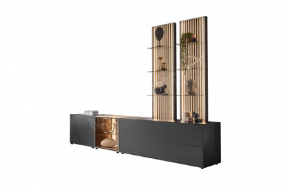 Selino von Hartmann - Wohnwand V28 Kerneiche natur/ anthrazit 