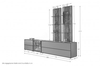 Selino von Hartmann - Wohnwand V28 Kerneiche natur/ anthrazit 