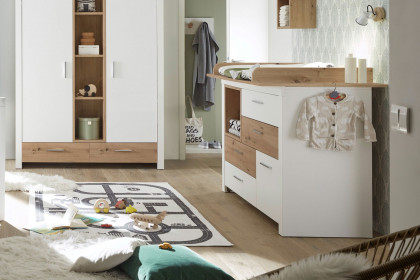 Filou-LE25 von POL Power - Babyzimmer-Set weiß - Artisan Eiche Nachbildung
