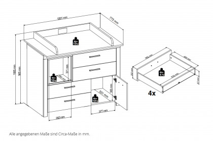 Filou-LE25 von POL Power - Babyzimmer-Set weiß - Artisan Eiche Nachbildung