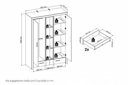 Filou-LE25 von POL Power - Babyzimmer-Set weiß - Artisan Eiche Nachbildung