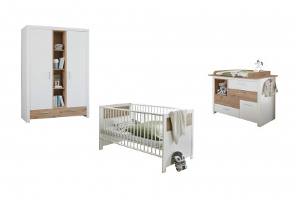 Filou-LE25 von POL Power - Babyzimmer-Set weiß - Artisan Eiche Nachbildung