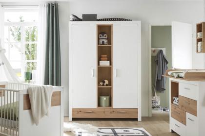 Filou-LE25 von POL Power - Babyzimmer-Set weiß - Artisan Eiche Nachbildung