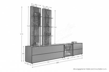 Selino von Hartmann - Wohnwand V28SVSV Kerneiche natur/ anthrazit 