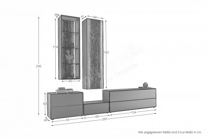 Selino von Hartmann - Wohnwand V30 Kerneiche natur/ Birke anthrazit 
