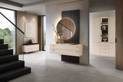 Siena von Rietberger - Garderobe Lack wollweiß/ Deepline schwarz