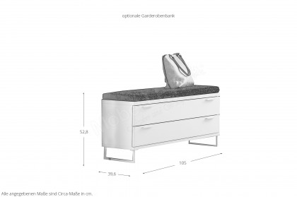 Siena von Rietberger - Garderobe Lack wollweiß/ Deepline schwarz
