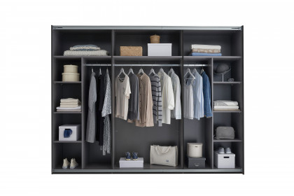 Mesio von POL Power - Schwebetürenschrank graphit mit Hotel-Einteilung