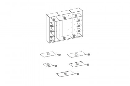 Mesio von POL Power - Schwebetürenschrank graphit mit Hotel-Einteilung