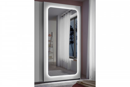 Mione von POL Power - Schwebetürenschrank inkl. Beleuchtung, weiß - Spiegel