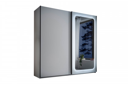 Mione von POL Power - Schwebetürenschrank inkl. Beleuchtung, weiß - Spiegel