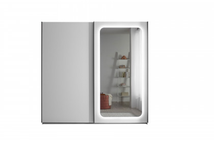 Mione von POL Power - Schwebetürenschrank inkl. Beleuchtung, weiß - Spiegel