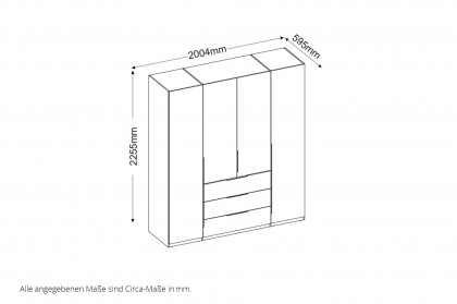 Nuka von SchlafKONTOR trendline - Kleiderschrank 4-türig mit 3 Schubladen
