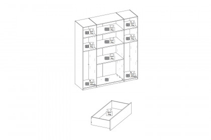 Nuka von SchlafKONTOR trendline - Kleiderschrank 4-türig mit 3 Schubladen