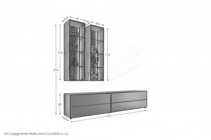 Selino von Hartmann - Wohnwand V32 Kerneiche natur/ Birke anthrazit