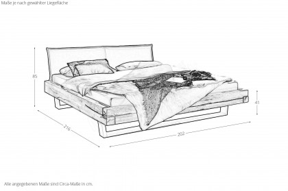 BE-0880 von GK Möbelvertrieb - Balkenbett Kiefer gebeizt & geölt 180x200 cm