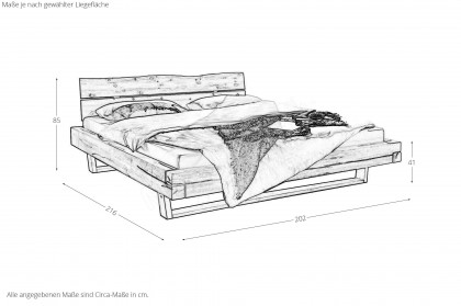 BE-0880 von GK Möbelvertrieb - Massivholzbett mit Kufen 180x200 cm