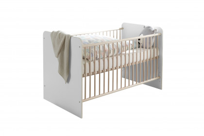 Prizzi von POL Power - weißes Babybett mit höhenverstellbarem Lattenrahmen