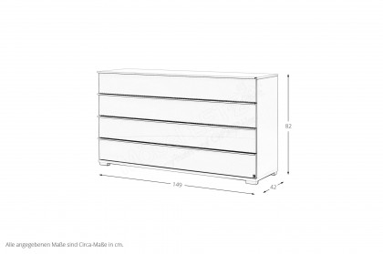 San Antonio von Musterring - Kommode 149 cm breit mit Glasfront lava