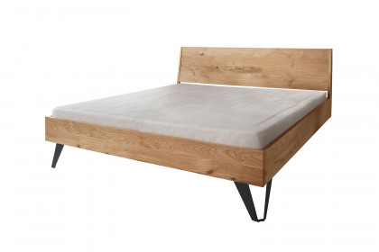 BE-0823 von GK Möbelvertrieb - Massivholzbett mit schwarzen Metallfüßen 140x200 cm