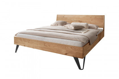 BE-0823 von GK Möbelvertrieb - Massivholzbett mit schwarzen Metallfüßen 140x200 cm