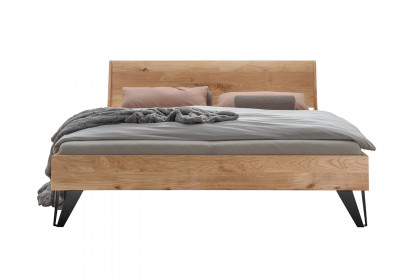 BE-0823 von GK Möbelvertrieb - Massivholzbett mit schwarzen Metallfüßen 140x200 cm