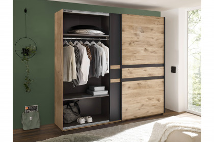 Raven von SchlafKONTOR - Kleiderschrank ca. 240 cm breit Viking Oak - graphit