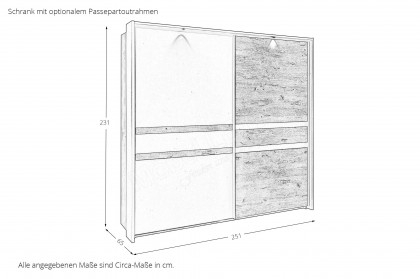 Raven von SchlafKONTOR - Kleiderschrank ca. 240 cm breit Viking Oak - graphit