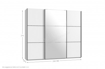 indiana-C von Wimex - weißer Schwebetürenschrank mit Glastüren & Spiegel