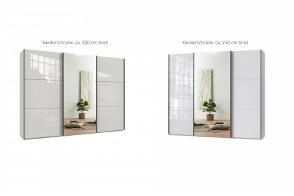 indiana-C von Wimex - weißer Schwebetürenschrank mit Glastüren & Spiegel