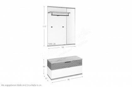 Montello von MCA - Garderobe in Soft White/ Viking Oak