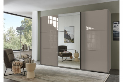 indiana-C von Wimex - Kleiderschrank Glas saharagrau/ Spiegel