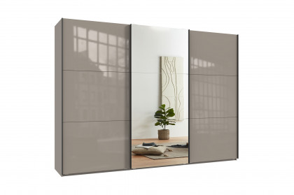 indiana-C von Wimex - Kleiderschrank Glas saharagrau/ Spiegel